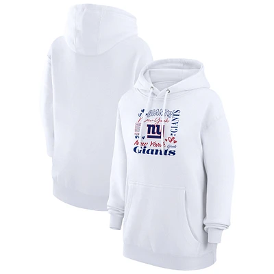 Women's G-III 4Her by Carl Banks White New York Giants Collage Graphic Fleece Pullover Hoodie