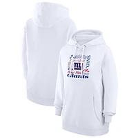 Women's G-III 4Her by Carl Banks White New York Giants Collage Graphic Fleece Pullover Hoodie