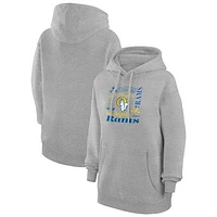 Women's G-III 4Her by Carl Banks Heather Gray Los Angeles Rams Collage Graphic Fleece Pullover Hoodie