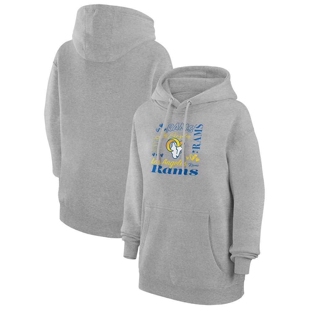 Women's G-III 4Her by Carl Banks Heather Gray Los Angeles Rams Collage Graphic Fleece Pullover Hoodie