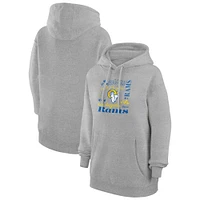 Women's G-III 4Her by Carl Banks Heather Gray Los Angeles Rams Collage Graphic Fleece Pullover Hoodie