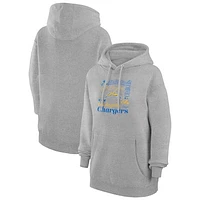 Women's G-III 4Her by Carl Banks Heather Gray Los Angeles Chargers Collage Graphic Fleece Pullover Hoodie