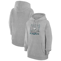 Women's G-III 4Her by Carl Banks Heather Gray Philadelphia Eagles Collage Graphic Fleece Pullover Hoodie