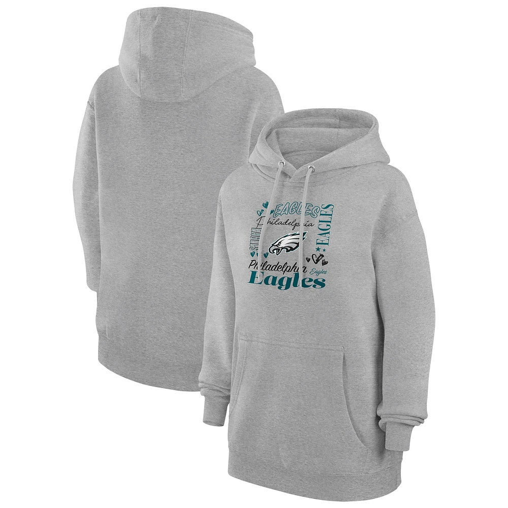 Women's G-III 4Her by Carl Banks Heather Gray Philadelphia Eagles Collage Graphic Fleece Pullover Hoodie