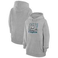 Women's G-III 4Her by Carl Banks Heather Gray Philadelphia Eagles Collage Graphic Fleece Pullover Hoodie