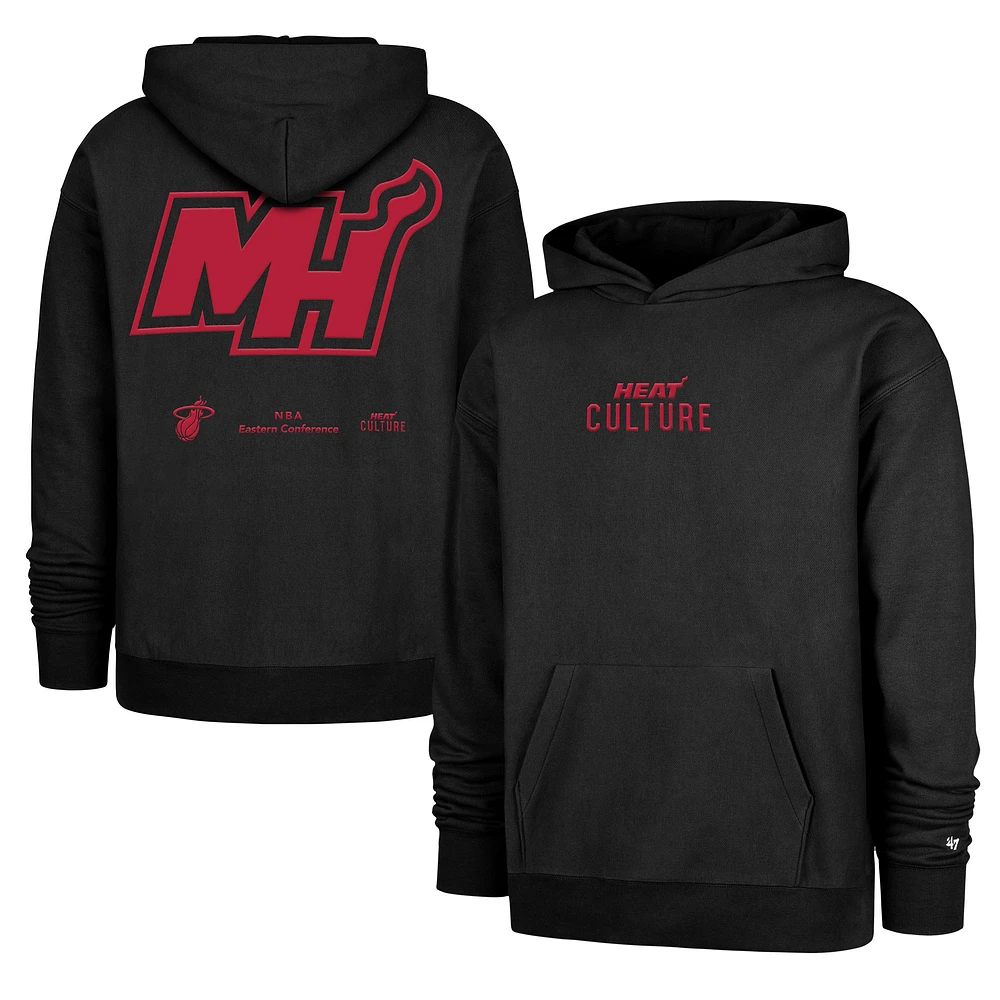 Men's '47 Black Miami Heat 2024/25 City Edition Double Crossover Foundation Pullover Hoodie