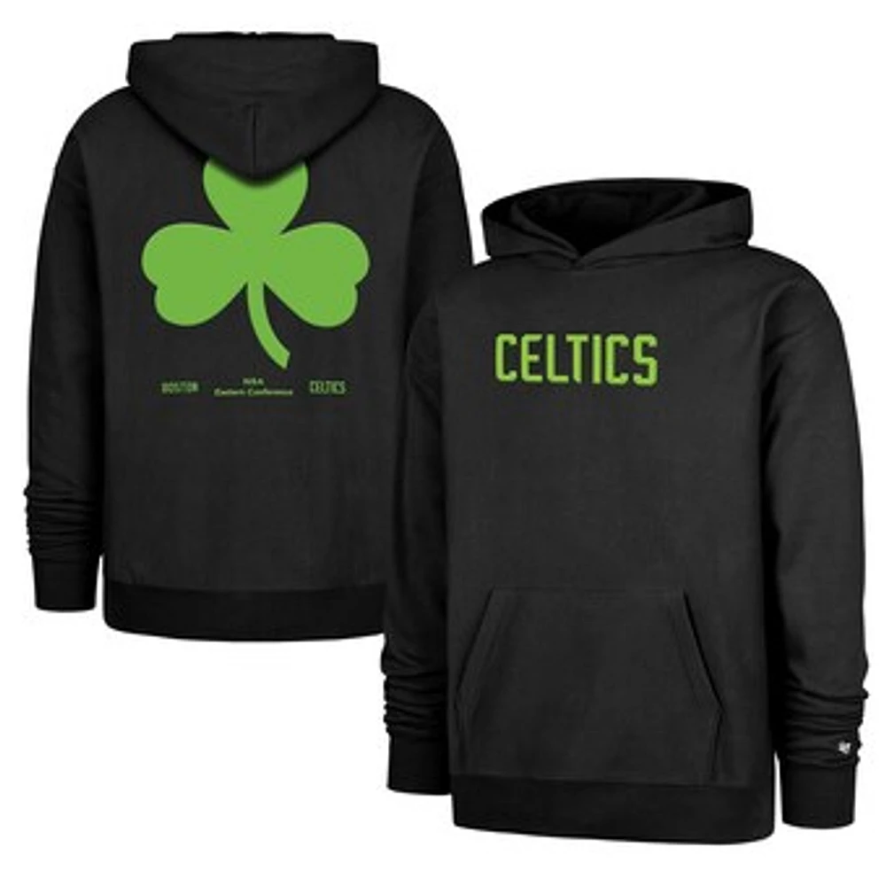 Men's '47 Black Boston Celtics 2024/25 City Edition Double Crossover Foundation Pullover Hoodie