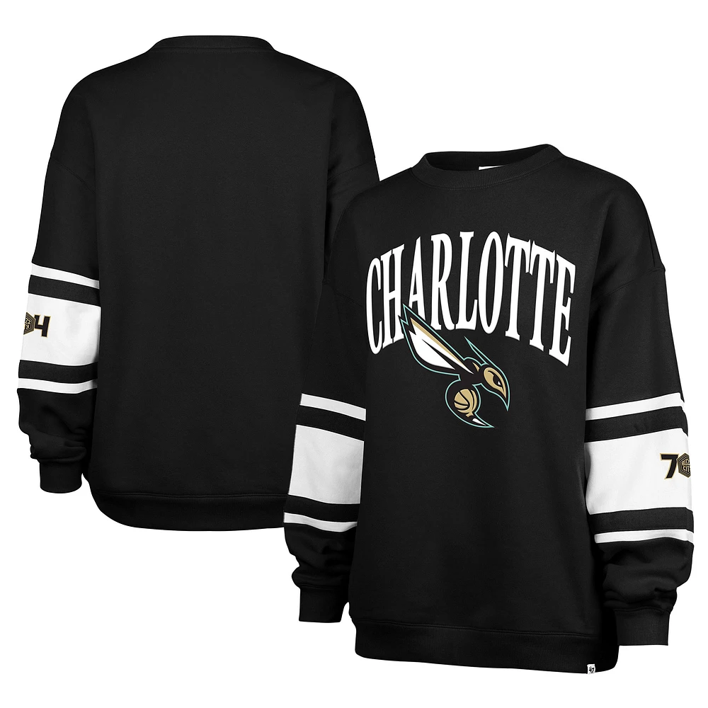 Women's '47 Black Charlotte Hornets 2024/25 City Edition Steadfast Paneled Pullover Sweatshirt