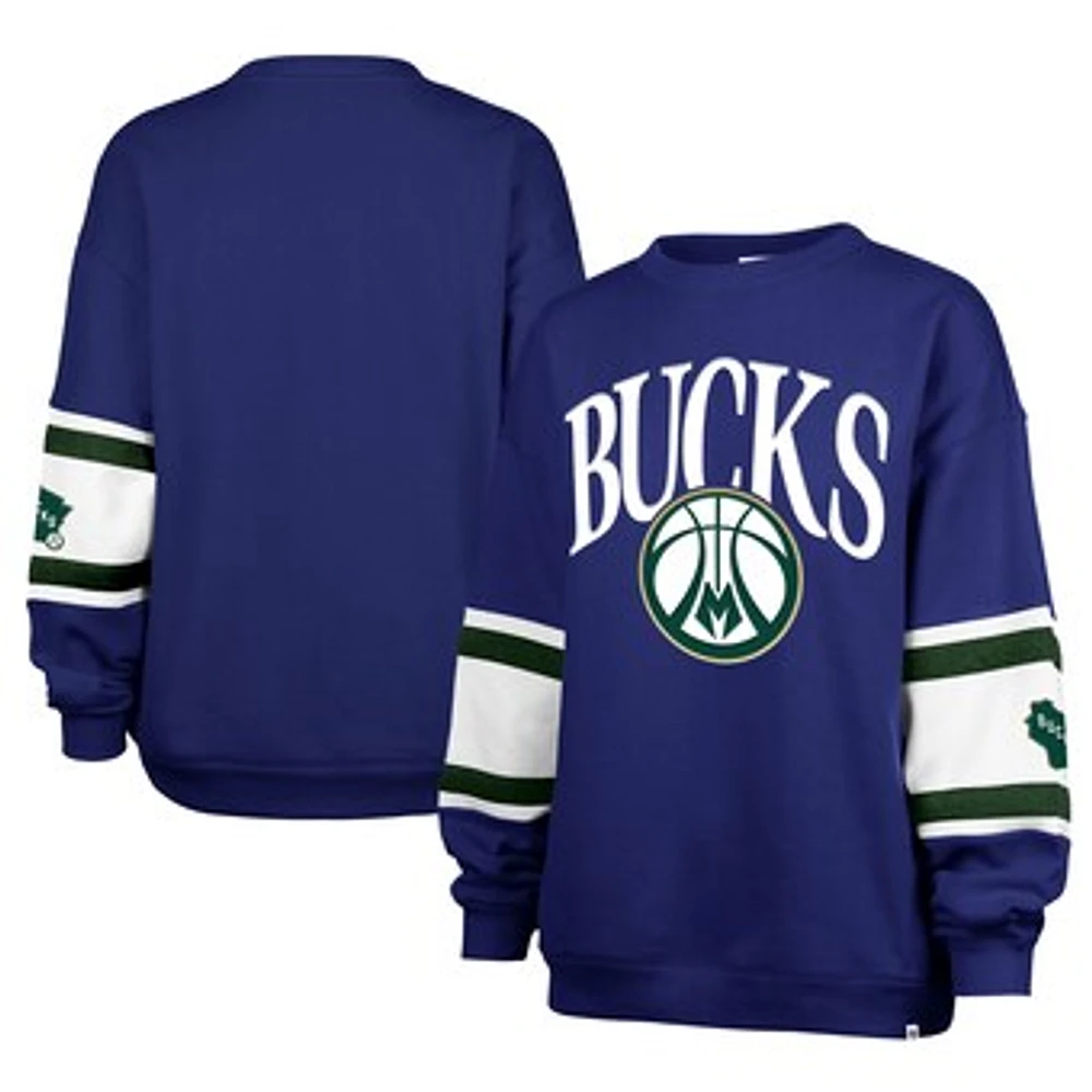 Women's '47 Royal Milwaukee Bucks 2024/25 City Edition Steadfast Paneled Pullover Sweatshirt