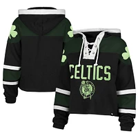 Women's '47 Black Boston Celtics 2024/25 City Edition Superior Cropped Lace-Up Pullover Hoodie