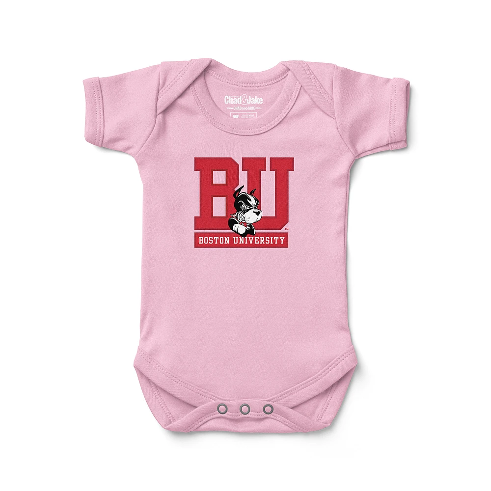 Infant Chad & Jake Pink Boston University Primary Logo Bodysuit