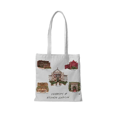 White Wisconsin Badgers Laura Wilcox Designs Tote Bag