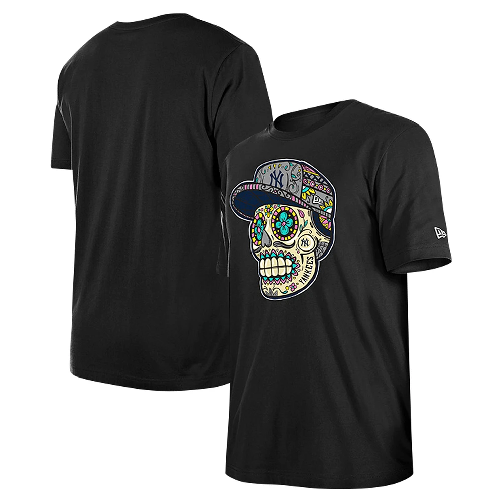 Men's New Era Black New York Yankees Sugar Skulls T-Shirt