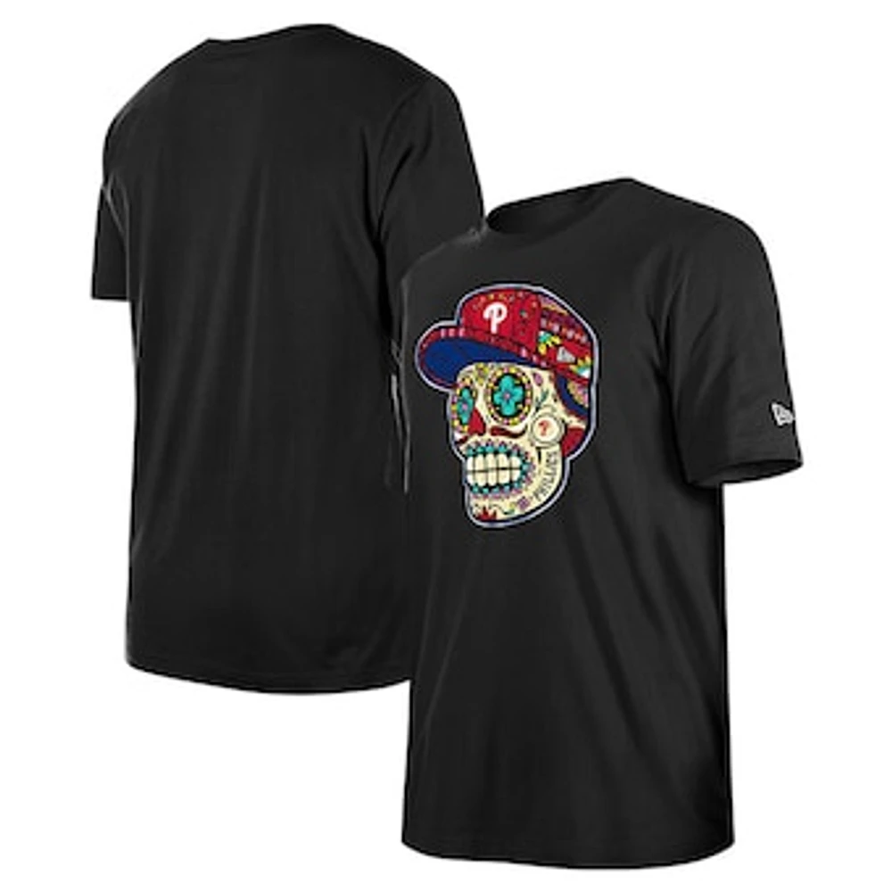 Men's New Era Black Philadelphia Phillies Sugar Skulls T-Shirt