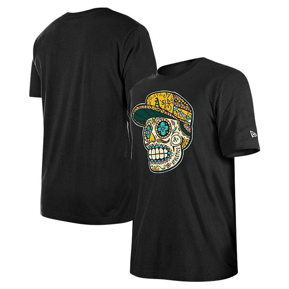 Men's New Era Black Athletics Sugar Skulls T-Shirt