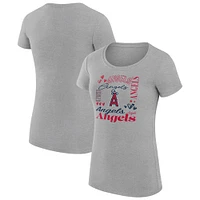 Women's G-III 4Her by Carl Banks Heather Gray Los Angeles Angels Collage Team Graphic Crew Neck Fitted T-Shirt