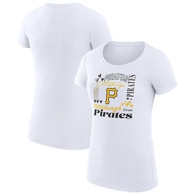 Women's G-III 4Her by Carl Banks White Pittsburgh Pirates Collage Team Graphic Crew Neck Fitted T-Shirt