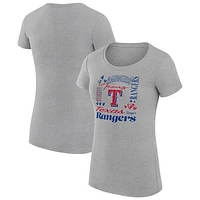 Women's G-III 4Her by Carl Banks Heather Gray Texas Rangers Collage Team Graphic Crew Neck Fitted T-Shirt