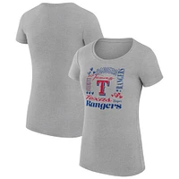 Women's G-III 4Her by Carl Banks Heather Gray Texas Rangers Collage Team Graphic Crew Neck Fitted T-Shirt