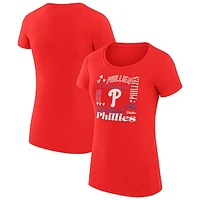 Women's G-III 4Her by Carl Banks Philadelphia Phillies Collage Team Graphic Crew Neck Fitted T-Shirt