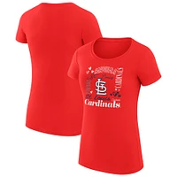 Women's G-III 4Her by Carl Banks Red St. Louis Cardinals Collage Team Graphic Crew Neck Fitted T-Shirt
