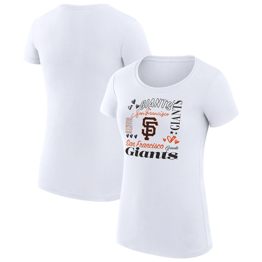 Women's G-III 4Her by Carl Banks White San Francisco Giants Collage Team Graphic Crew Neck Fitted T-Shirt