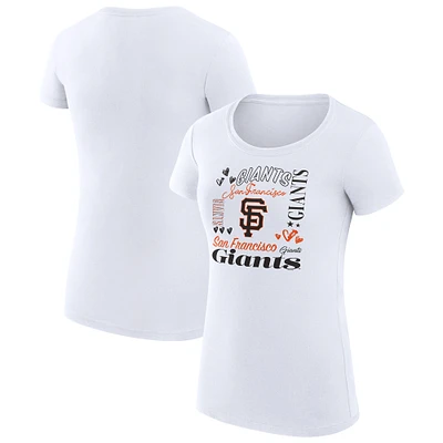 Women's G-III 4Her by Carl Banks White San Francisco Giants Collage Team Graphic Crew Neck Fitted T-Shirt