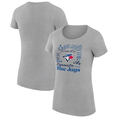 Women's G-III 4Her by Carl Banks Heather Gray Toronto Blue Jays Collage Team Graphic Crew Neck Fitted T-Shirt