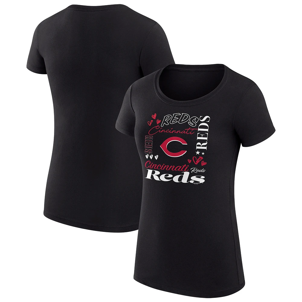 Women's G-III 4Her by Carl Banks Cincinnati Reds Collage Team Graphic Crew Neck Fitted T-Shirt