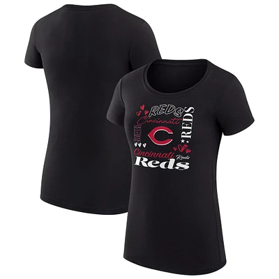 Women's G-III 4Her by Carl Banks Cincinnati Reds Collage Team Graphic Crew Neck Fitted T-Shirt