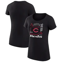 Women's G-III 4Her by Carl Banks Cincinnati Reds Collage Team Graphic Crew Neck Fitted T-Shirt