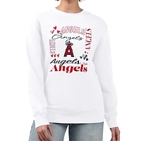 Women's G-III 4Her by Carl Banks White Los Angeles Angels Collage Team Graphic Fleece Pullover Hoodie