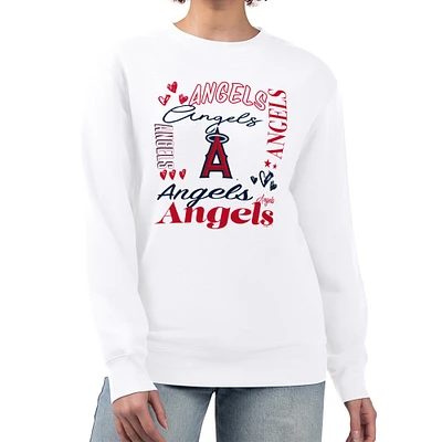 Women's G-III 4Her by Carl Banks White Los Angeles Angels Collage Team Graphic Fleece Pullover Hoodie