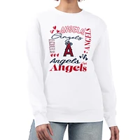 Women's G-III 4Her by Carl Banks White Los Angeles Angels Collage Team Graphic Fleece Pullover Hoodie