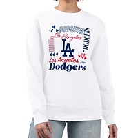 Women's G-III 4Her by Carl Banks White Los Angeles Dodgers Collage Team Graphic Fleece Pullover Hoodie