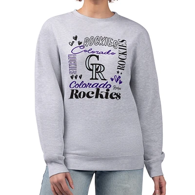 Women's G-III 4Her by Carl Banks Heather Gray Colorado Rockies Collage Team Graphic Fleece Pullover Hoodie