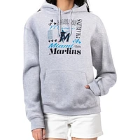 Women's G-III 4Her by Carl Banks Heather Gray Miami Marlins Collage Team Graphic Fleece Pullover Hoodie