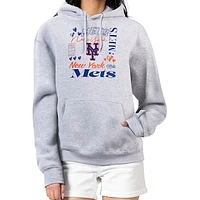 Women's G-III 4Her by Carl Banks Heather Gray New York Mets Collage Team Graphic Fleece Pullover Hoodie