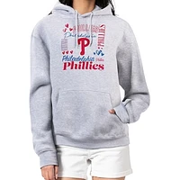 Women's G-III 4Her by Carl Banks Heather Gray Philadelphia Phillies Collage Team Graphic Fleece Pullover Hoodie