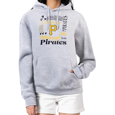 Women's G-III 4Her by Carl Banks Heather Gray Pittsburgh Pirates Collage Team Graphic Fleece Pullover Hoodie