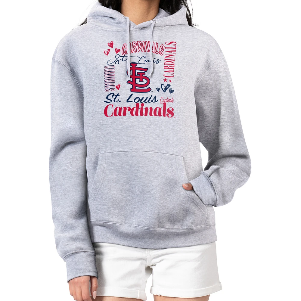Women's G-III 4Her by Carl Banks Heather Gray St. Louis Cardinals Collage Team Graphic Fleece Pullover Hoodie