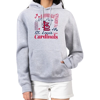 Women's G-III 4Her by Carl Banks Heather Gray St. Louis Cardinals Collage Team Graphic Fleece Pullover Hoodie