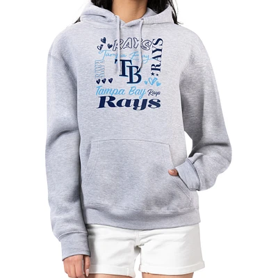 Women's G-III 4Her by Carl Banks Heather Gray Tampa Bay Rays Collage Team Graphic Fleece Pullover Hoodie