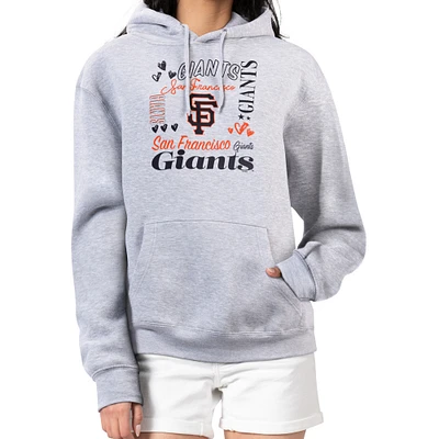 Women's G-III 4Her by Carl Banks Heather Gray San Francisco Giants Collage Team Graphic Fleece Pullover Hoodie
