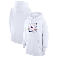 Women's G-III 4Her by Carl Banks White New York Mets Collage Team Graphic Fleece Pullover Hoodie