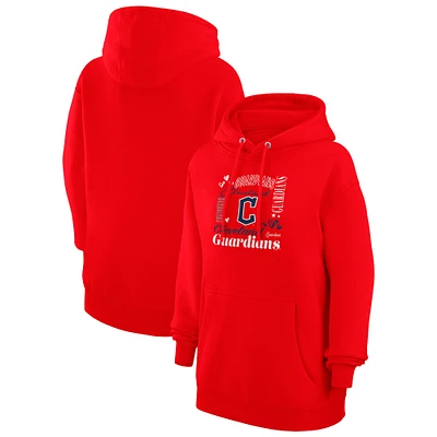 Women's G-III 4Her by Carl Banks Red Cleveland Guardians Collage Team Graphic Fleece Pullover Hoodie