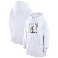 Women's G-III 4Her by Carl Banks White San Diego Padres Collage Team Graphic Fleece Pullover Hoodie