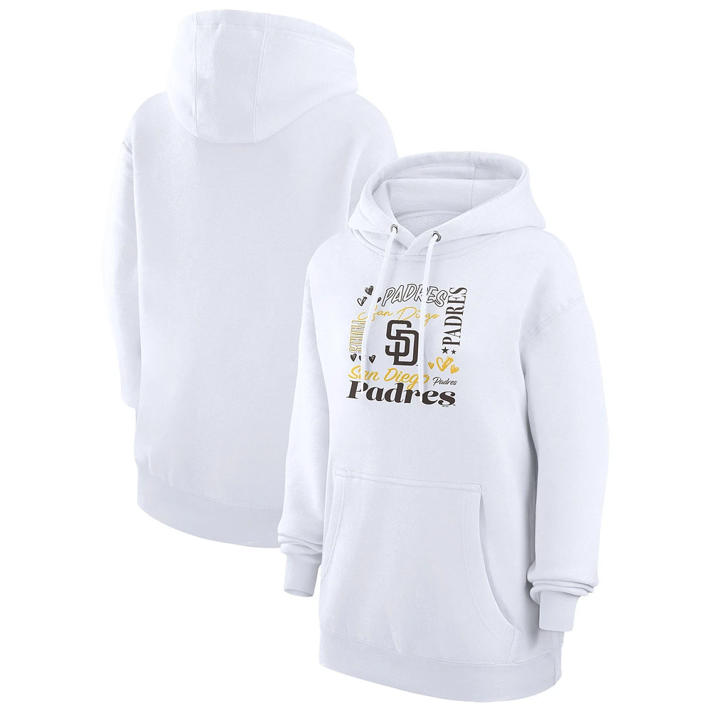 Women's G-III 4Her by Carl Banks White San Diego Padres Collage Team Graphic Fleece Pullover Hoodie
