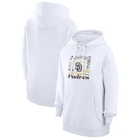 Women's G-III 4Her by Carl Banks White San Diego Padres Collage Team Graphic Fleece Pullover Hoodie