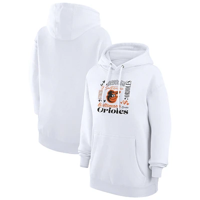 Women's G-III 4Her by Carl Banks White Baltimore Orioles Collage Team Graphic Fleece Pullover Hoodie